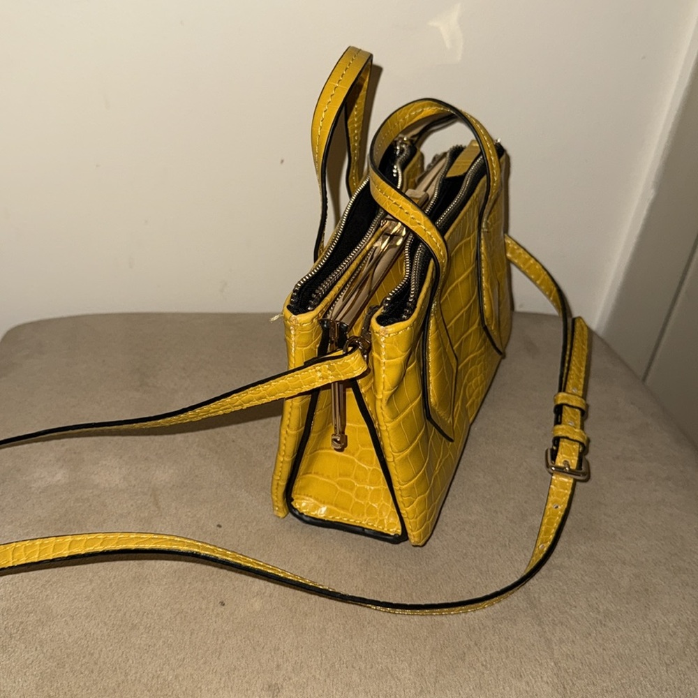 Yellow Croc-Embossed Handbag - Picture 3 of 7